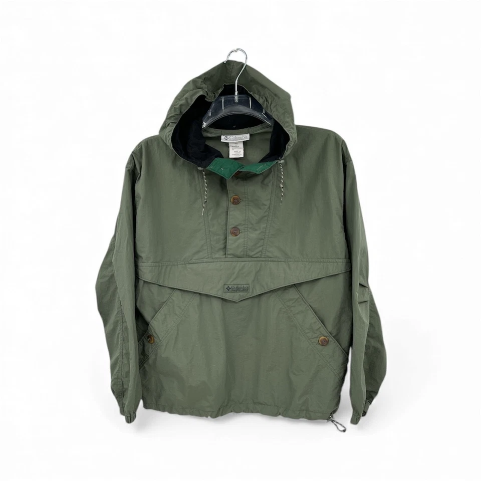 Vtg Columbia Jacket Mens M Green Anorak Pullover Windbreaker Hooded - Image 1 of 4