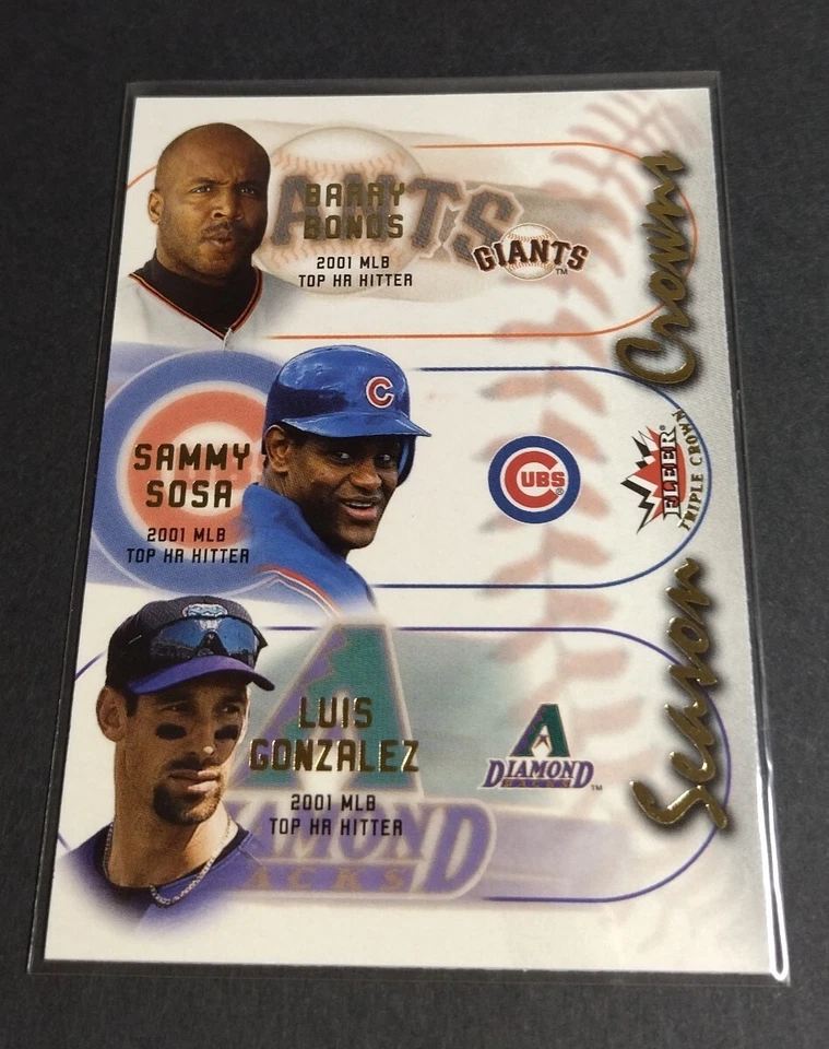 MLB 2002 FLEER Barry Bonds Sosa Gonzalez Giants Cubs Diamondbacks TRIPLE CROWN - Image 1 of 2