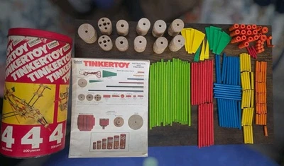 1979 Tinkertoy Set #4 Has 201 Pieces W/Canister And Instruction Booklet - Image 1 of 4