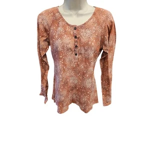 J.jill XSP XS PETITE Viskose Blumen Bluse Henley Langarm Freizeit halbtransparent  - Bild 1 von 6