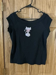 Vintage Mervyns Pinkies Palace Top plus Size 1X Black EUC - Picture 1 of 12