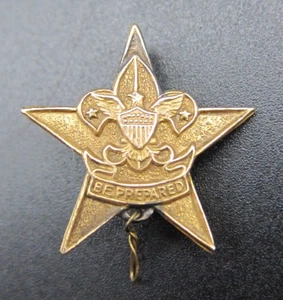 Prendedor de solapa Boy Scout de la década de 1940 lleno de oro en forma de estrella estar preparado - Imagen 1 de 3