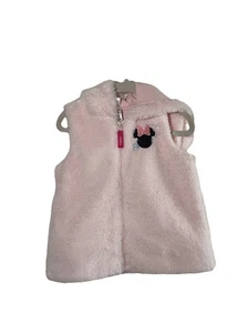 Disney Minnie Mouse Niñas Pequeñas 2T Rosa Peludo Chaleco Con Capucha Orejas - Imagen 1 de 4