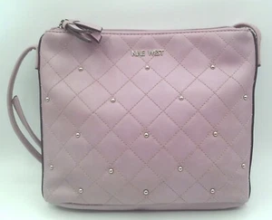 Nine West Faux Leather Crossbody Purse Lavender Studded - Picture 1 of 14