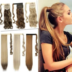 US Real 100% Natural Ponytail Clip in Hair Extension For Human Clip in Hairpiece - Picture 1 of 79