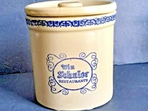 De colección Win Schuler restaurantes gres crock 4 1/4"T azul beige tapas 4 1/4"" D - Imagen 1 de 10