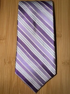 Apt. 9 Purple White Striped Tie- 58L 3.5W - Picture 1 of 2