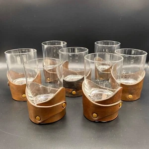 8 portavasos de cuero MCM El Cid con vasos de 12 oz mediados de siglo vintage - Imagen 1 de 10
