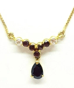 Antica catena con granato boemo e zirconi oro 18 K/750 - magnifico pezzo- - Foto 1 di 3