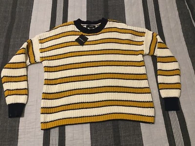 Suéter suéter a rayas blanco/amarillo Forever 21 para mujer Foto 1 de 3