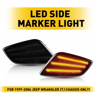 Para 97-06 Jeep Wrangler TJ Humo LED Marcador Lateral Luz Señal Esquina Lámpara Guardabarros Foto 1 de 4