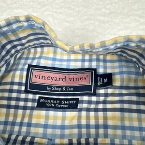 Vineyard Vines Button Down Shirt L/S Blue Yellow Plaid Murray Mens Size Medium - Picture 1 of 21