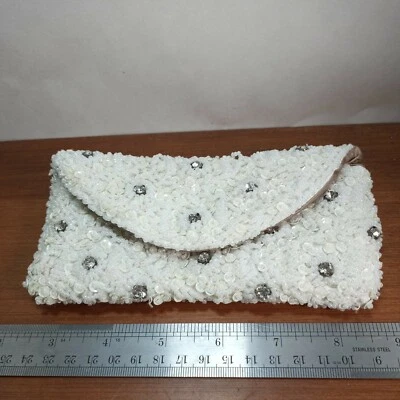 Wayne M Kleski Purse Beaded Clutch Bag pearls rhinestones Flapper Art Nouveau - Image 1 of 4