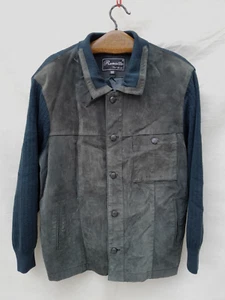 Vintage Renatto Suede Front Knit Jacket Mens Large Black 70 80s Grandpa Core - Picture 1 of 14