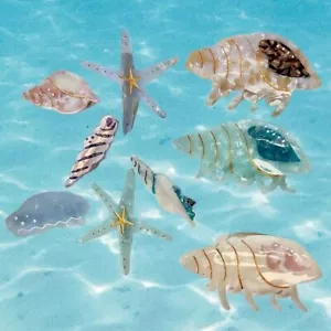 Ocean Series Acetate Barrettes - Starfish Conch Hair Claws Women Hair Accessorie - Picture 1 of 18