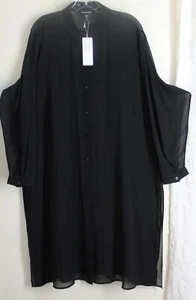 NWT Eileen Fisher Sz XL Fine Silk Sheer 42"Long LS TUNIC Blouse Shirt Duster - Picture 1 of 10
