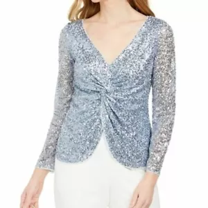 Women Adriana Papell sequins top back zip, sz 12P - Picture 1 of 5