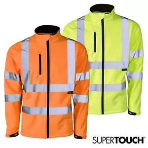 Premium Hi Vis Soft Shell Jacket High Visibility Viz Work Rain Proof Zip Jackets - Picture 1 of 3