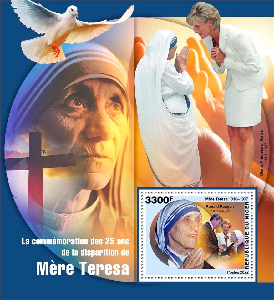 Mother Teresa Ronald Reagan Princess Diana MNH Stamps 2022 Niger S/S - Image 1 of 1