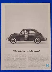 1960s VOLKSWAGEN BUG ORIGINAL SINGLE PG BROCHURE AD WHO BACKS UP THE VOLKSWAGEN? - Picture 1 of 1