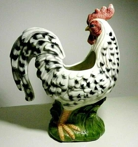 FITZ & FLOYD - gesprenkelter Hahn "Poulet" - Vase oder Utensilienhalter - 1995 - RAR - China - Bild 1 von 8