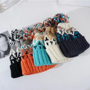 Cappello donna lavorato a maglia pom berretto bobble teschio inverno caldo sci carino casual nuovo - Foto 1 di 15