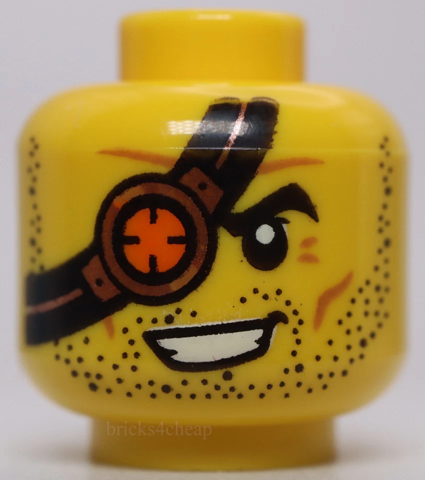Lego Cabeza Amarilla Barba Barba Parche Ojo Negro con Ocular Cobre y Naranja Foto 1 de 1