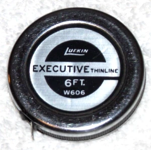 VG Vintage Lufkin 6 Foot Executive Pocket Metal Tape Measure W606 RARE Logo - Picture 1 of 4