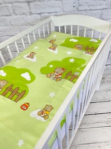 2pc Baby Bedding Duvet Cover Set fit Cot Cotton 120x90cm Teddy Cloud Green - Picture 1 of 2