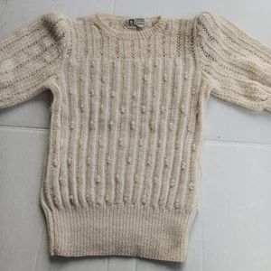 Vintage M Sweater Anne Klein Top Wool Puff Sleeve Popcorn Knit 80s Demure EUC - Bild 1 von 22