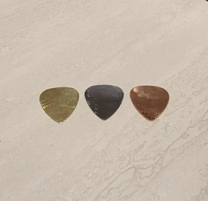 Handmade High Polished Steel Brass And Copper Guitar Pick 3 Pcs Set - Picture 1 of 4