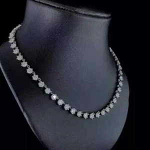 20Ct Round Cut Lab-Created Diam Women's Tennis Necklace 14K Wh Gold Plated 18" - Picture 1 of 4