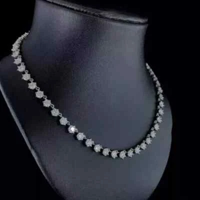 20Ct Round Cut Lab-Created Diam Women's Tennis Necklace 14K Wh Gold Plated 18" - Image 1 of 4