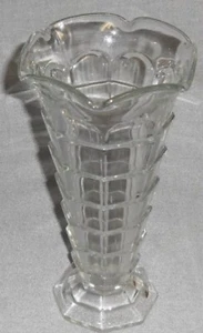 1920s Indiana Glass TEA ROOM PATTERN 9" Tall Flared Vase CLEAR COLOR - Picture 1 of 9