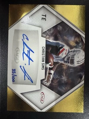 2023 SAGE High Series - Autographs Christian Sims #A-CS3 Gold /100 (AU, RC) - Image 1 of 2
