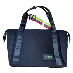 Ebay Branded Black Neoprene Tote Travel 22x14x7 Weekend Overnight Bag Rainbow St - Picture 1 of 12