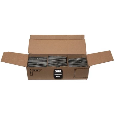 BIC Round Stic Xtra Life Black Ballpoint Pens, Medium Point (1.0mm), 500-Count