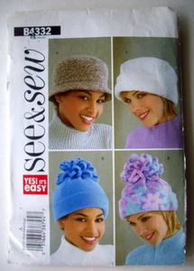 Winter fall caps hats  pattern 4332 size S M L  Uncut - Picture 1 of 2