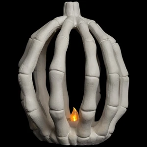 6.25" LED Lighted Skeleton Pumpkin Halloween Decoration for Indoor Home - Picture 1 of 8