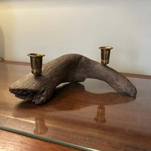 Portacandele moderno metà secolo Driftwood | Arredamento rustico MCM - Foto 1 di 4