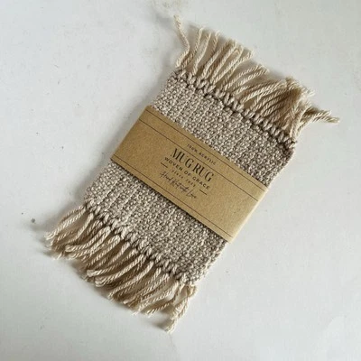 Taza boho chic tejida a mano de gran tamaño individual alfombras posavasos camel Foto 1 de 4