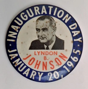 Lyndon B. Johnson Día de la Inauguración del Presidente de los Estados Unidos 20 de enero 1965 Botón Pinback - Imagen 1 de 3
