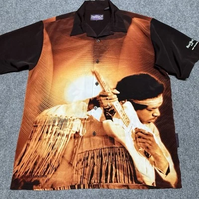 Dragonfly Jimi Hendrix Shirt Mens M Brown Orange Hard Rock Cafe Fender Guitar - Image 1 of 4