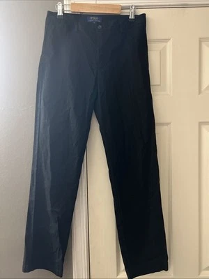 Polo Ralph Lauren Boys Regular Fit Chino Pant Sz. 16 Black  Logo Red Cotton - Image 1 of 4