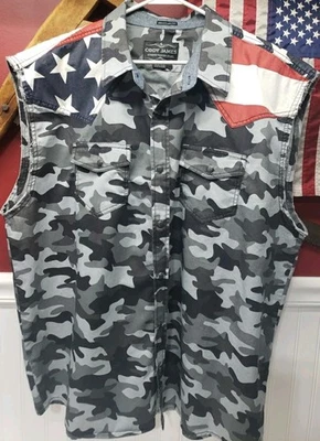 Cody James Sleeveless Camo America Flag Shirt Size 2XL.  - Image 1 of 4