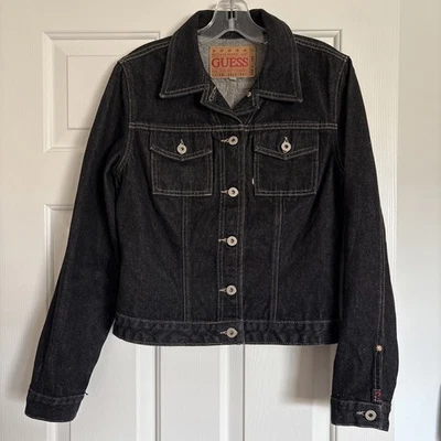Chaqueta Jean GUESS Vintage Denim Oscuro Hecha en EE. UU. Para Mujer Talla L ✨ Foto 1 de 4