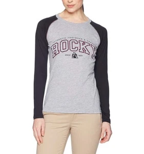 Rocky Women's Logo Long-Sleeve Raglan T-Shirt, Black/Grey, X-Large - Picture 1 of 4