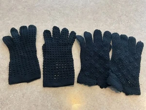 2 Pair Of Vintage Short Black Mesh Gloves - Picture 1 of 3