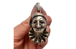 Vintage Mens Pendant Massive Silver 800 Marked Harlequin ARPA 22g Carnaval Italy - Picture 1 of 8