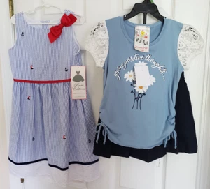 Girls Sets of 2 Outfits Lot - IZOD School Wear & Blue Summer Dress Size 6 - Picture 1 of 11